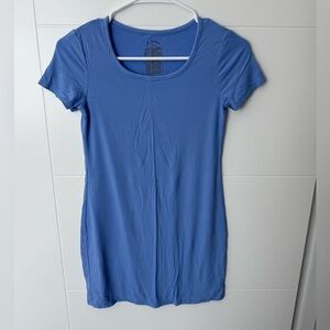 Girls Ribbed Scoop Neck Tee Dress - Blue